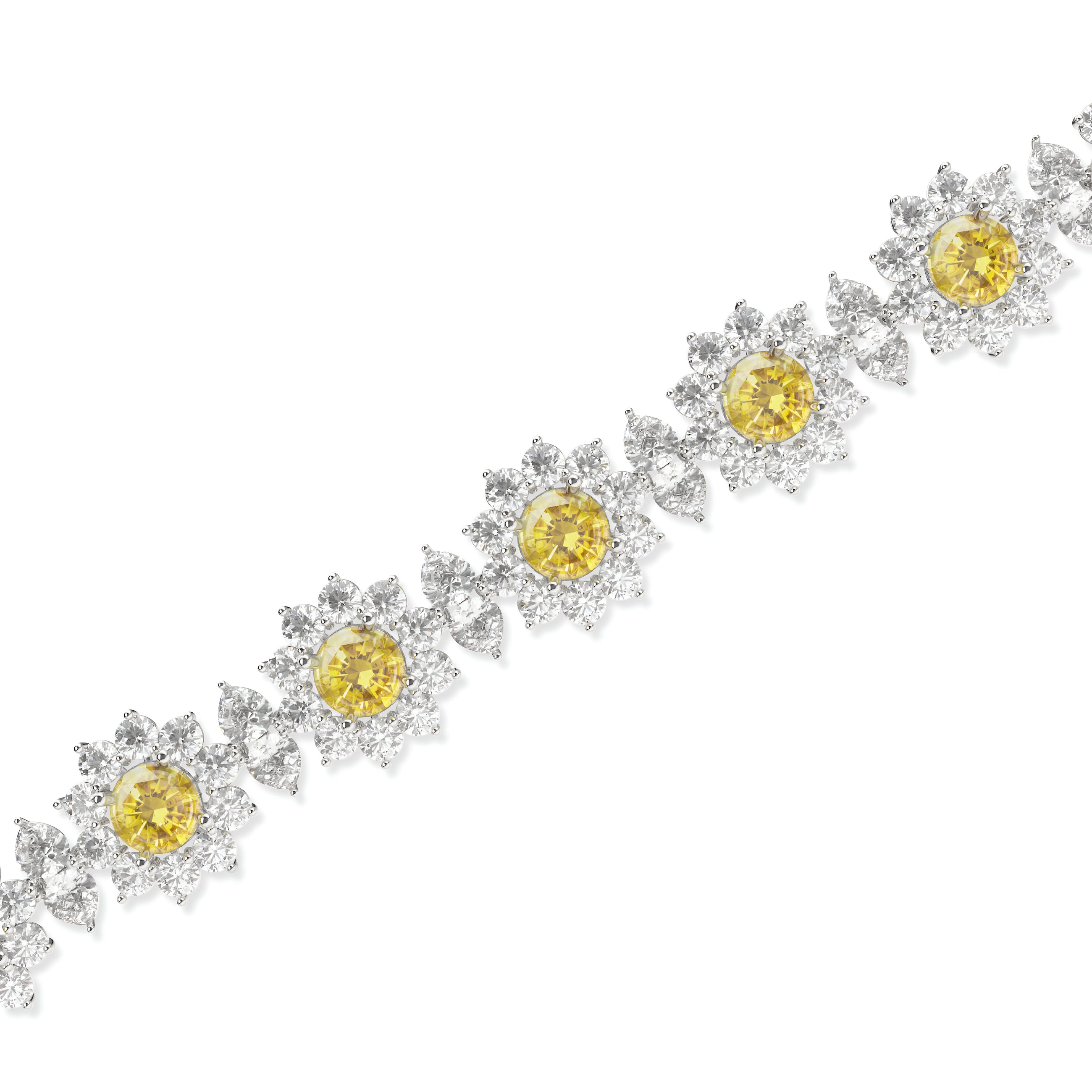 Bracelet fantaisie fleur diamant jaune et diamant