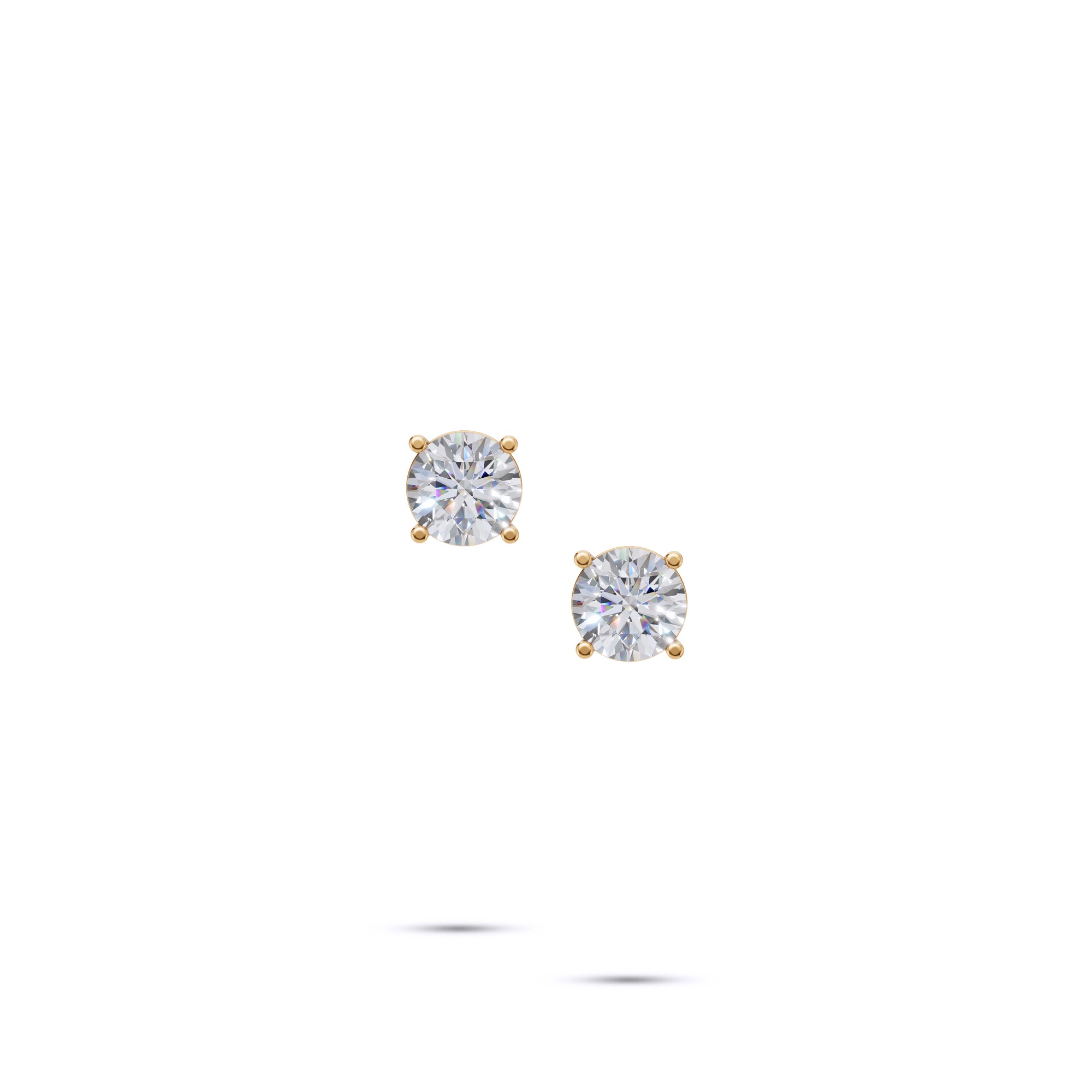 Boucles d'oreilles à tige en diamant rond - 4 griffes
