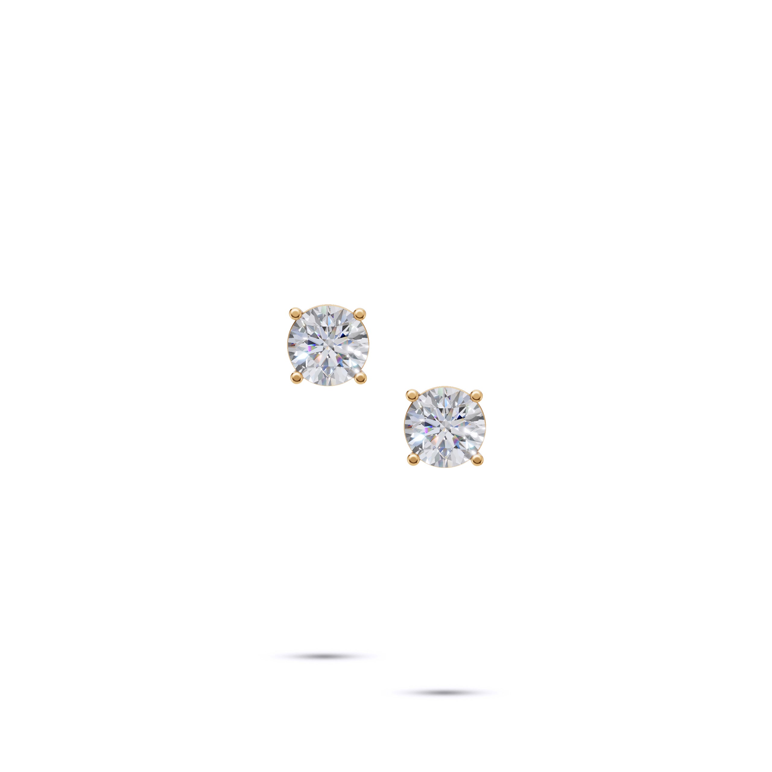 Boucles d'oreilles à tige en diamant rond - 4 griffes