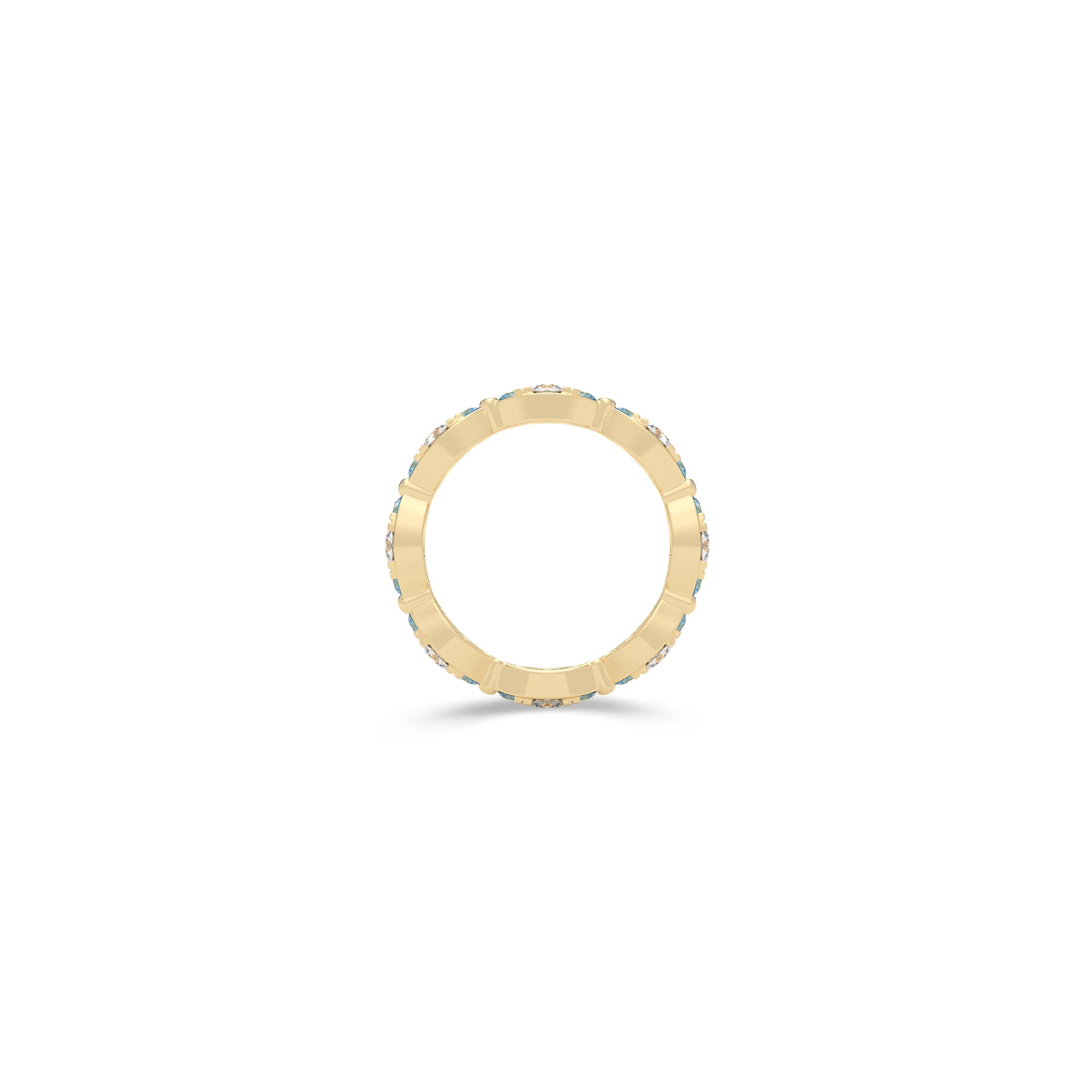 Bague Fuster Navette Signature en diamant et diamant bleu aqua