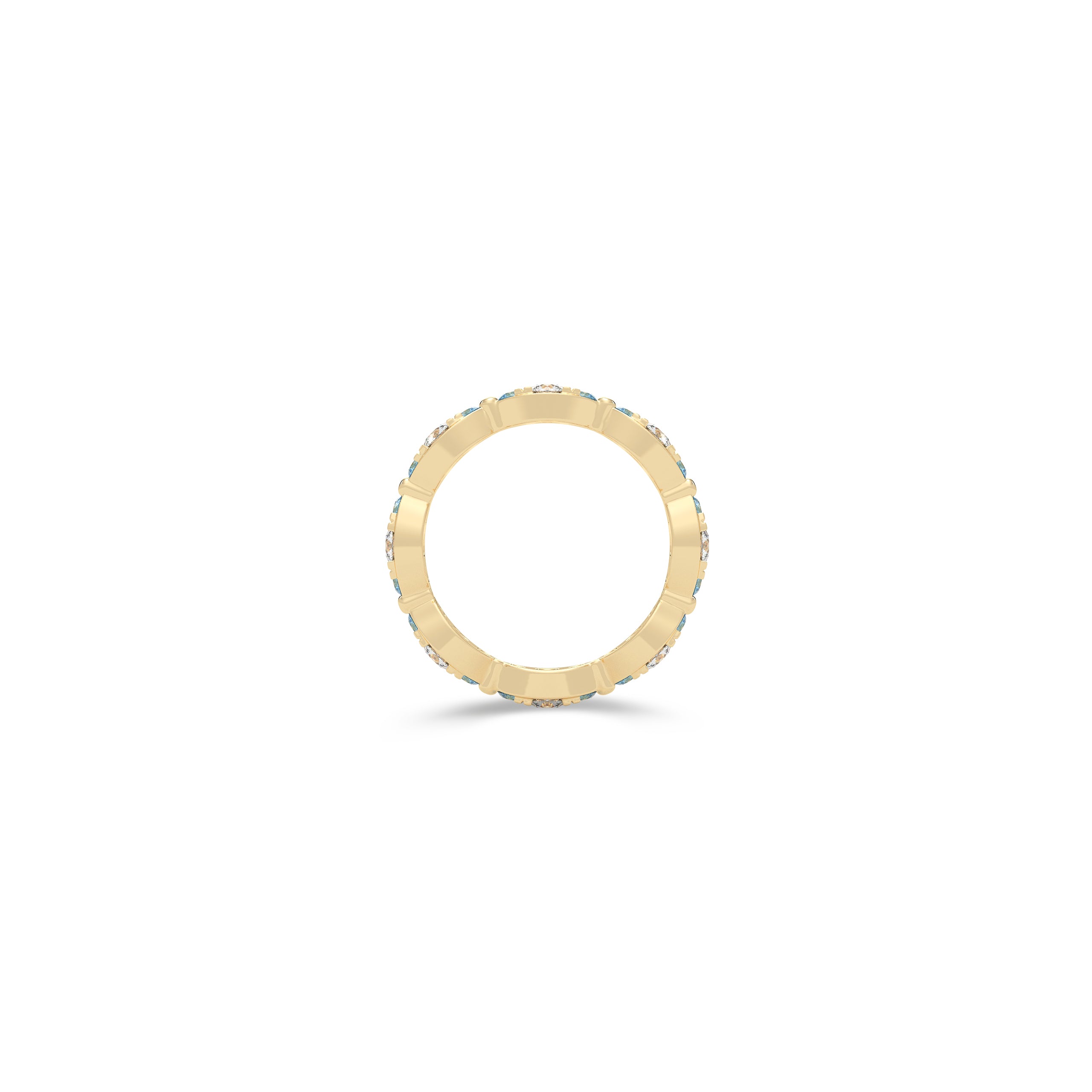 Bague Fuster Navette Signature en diamant et diamant bleu aqua