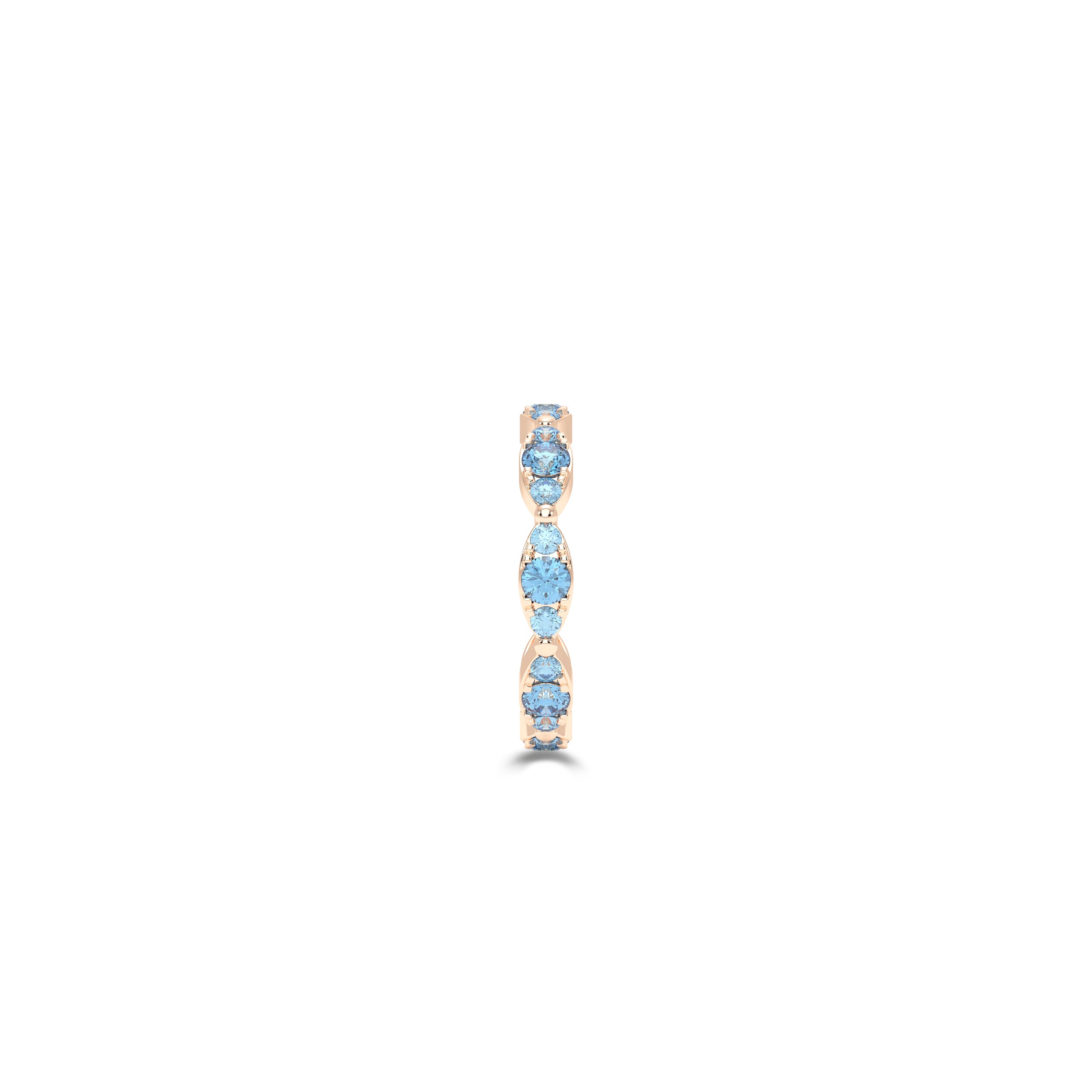 Fuster Navette Signature Aqua Blue Diamond Ring