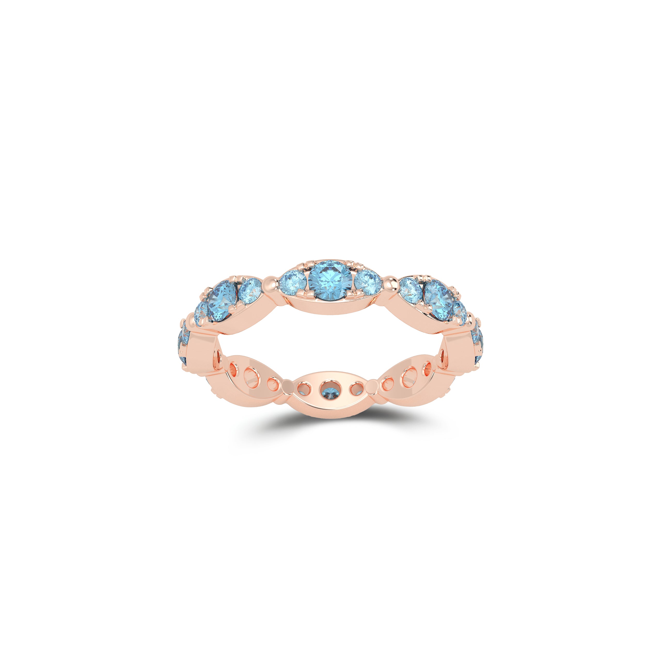 Fuster Navette Signature Aqua Blue Diamond Ring