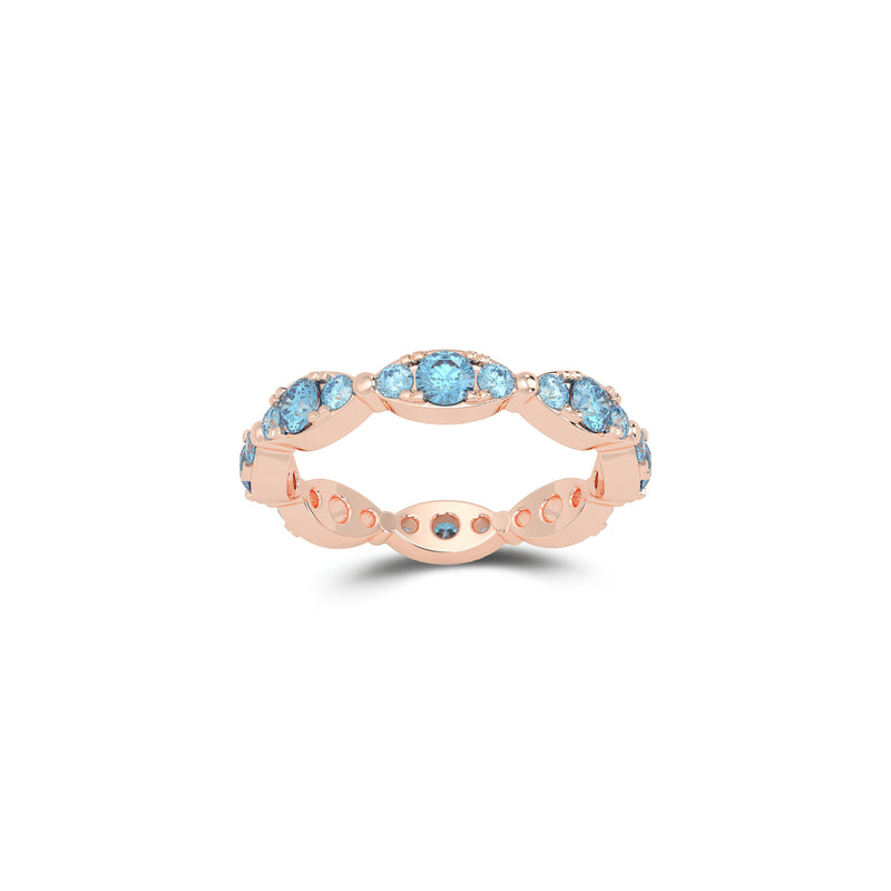 Fuster Navette Signature Aqua Blue Diamond Ring