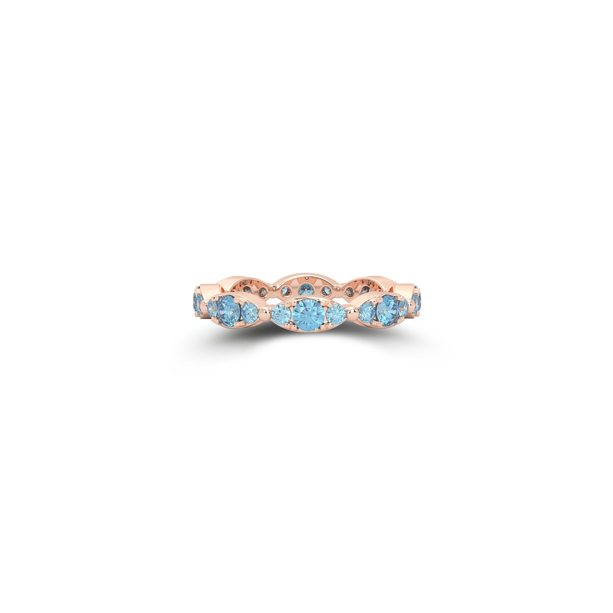 Fuster Navette Signature Aqua Blue Diamond Ring