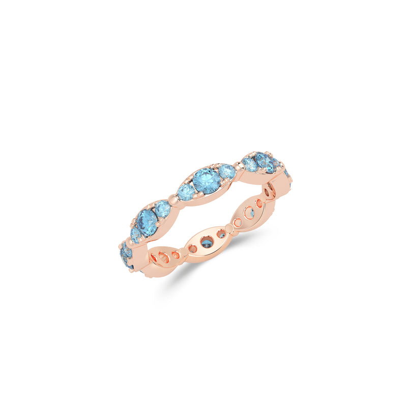 Fuster Navette Signature Aqua Blue Diamond Ring