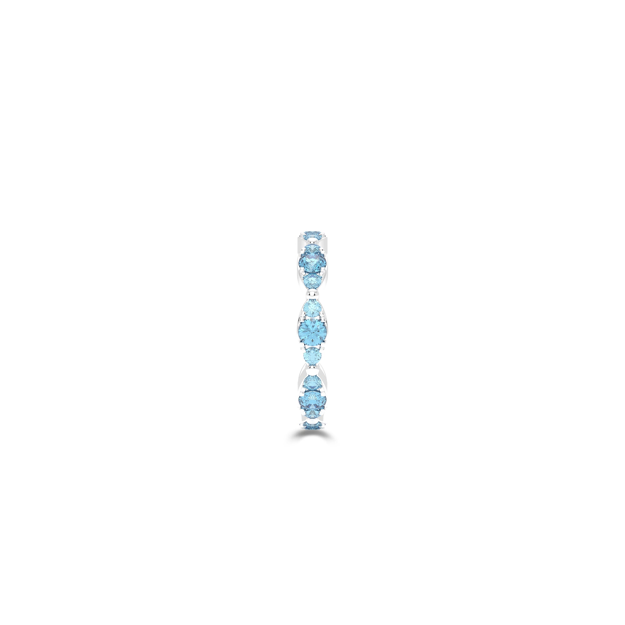Fuster Navette Signature Aqua Blue Diamond Ring