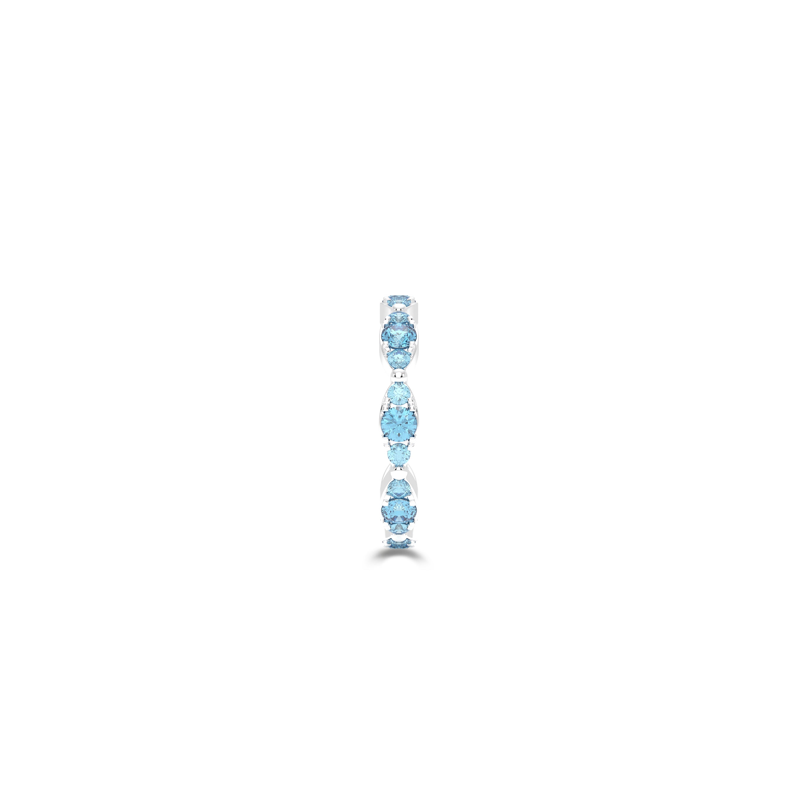 Fuster Navette Signature Aqua Blue Diamond Ring