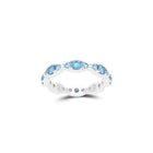 Fuster Navette Signature Aqua Blue Diamond Ring