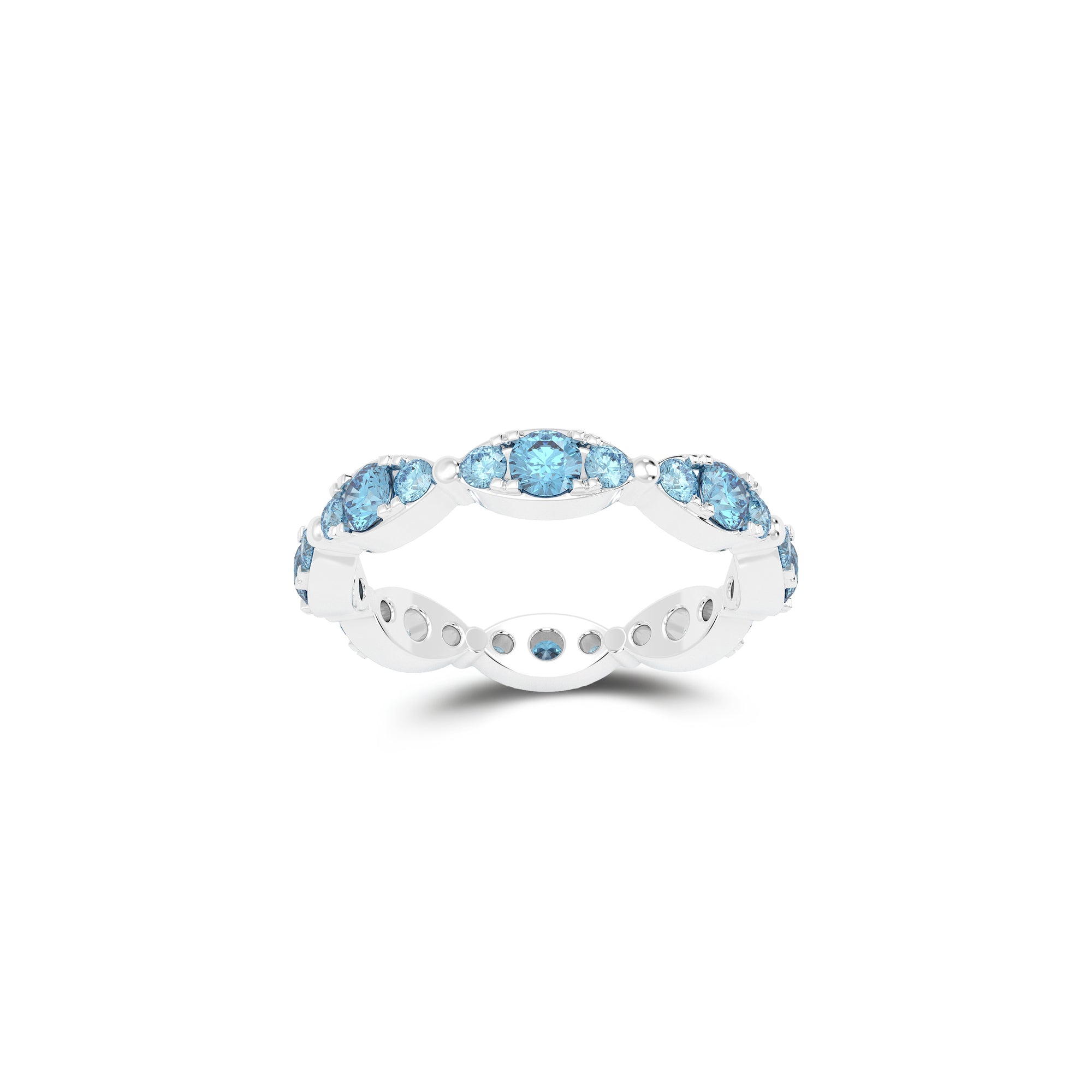 Fuster Navette Signature Aqua Blue Diamond Ring