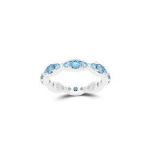 Fuster Navette Signature Aqua Blue Diamond Ring