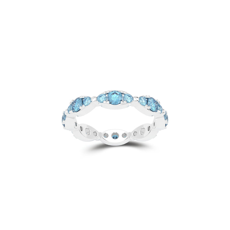 Fuster Navette Signature Aqua Blue Diamond Ring