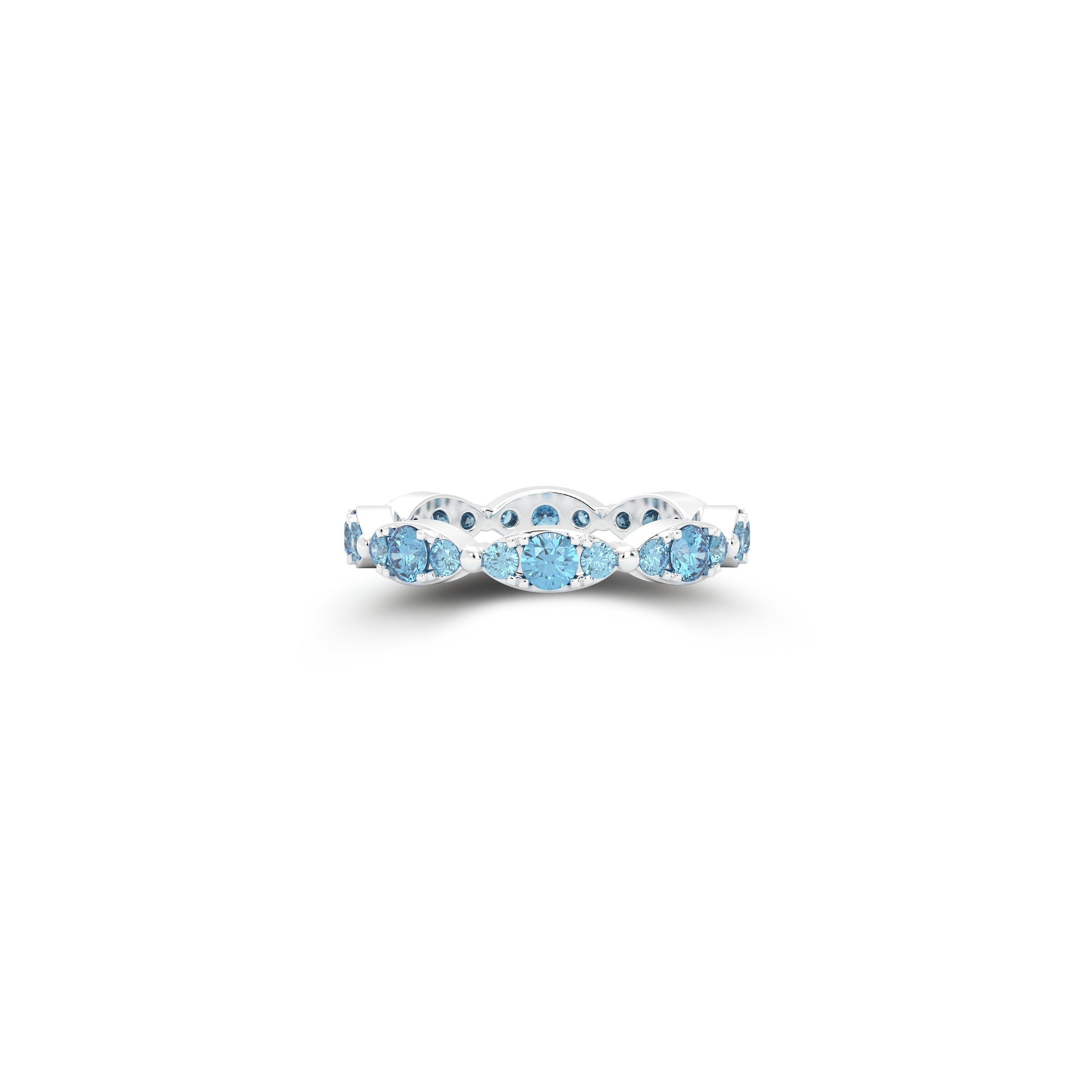 Fuster Navette Signature Aqua Blue Diamond Ring