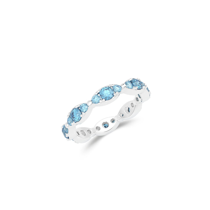 Fuster Navette Signature Aqua Blue Diamond Ring