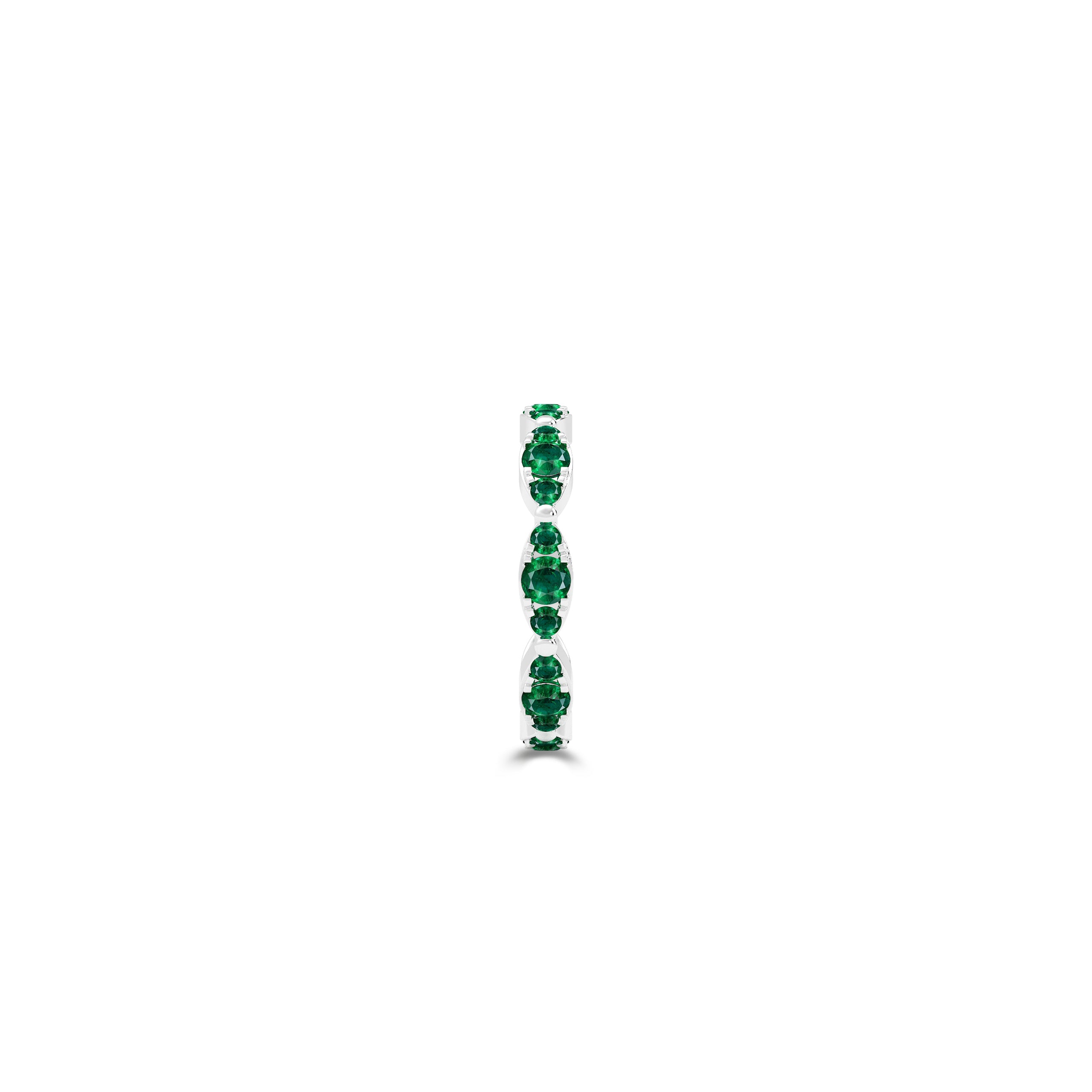 Fuster Navette Signature Emerald Ring