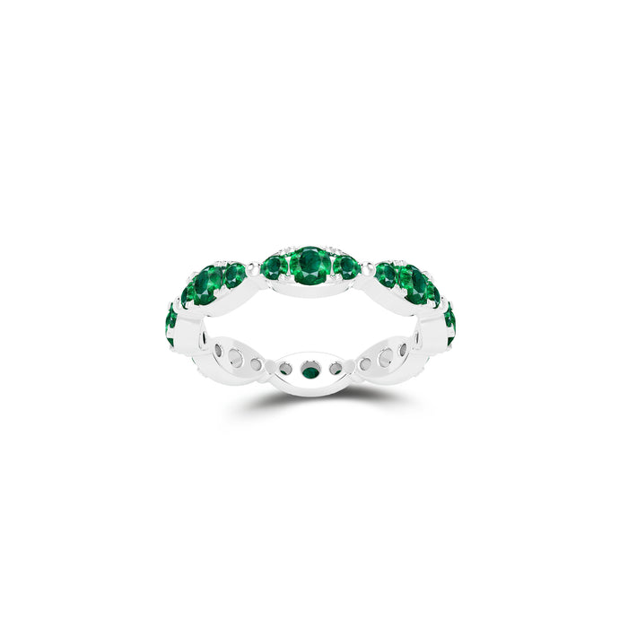 Fuster Navette Signature Emerald Ring