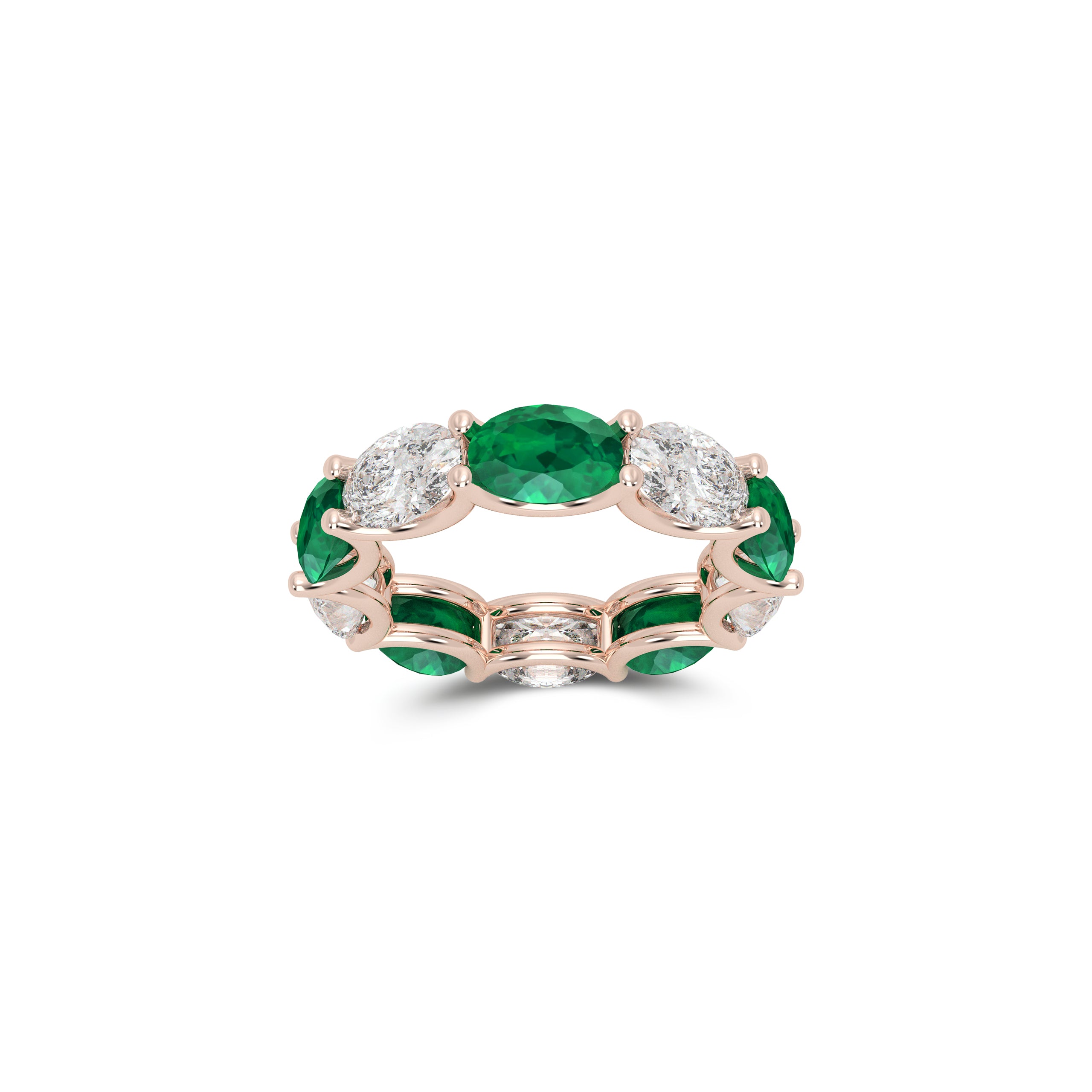 Oval Cut Emerald and Diamond Ring