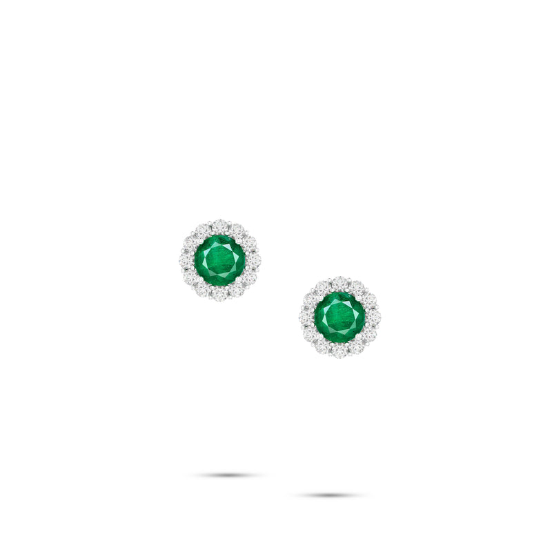 Icon Round Emerald and Diamond Stud Earrings