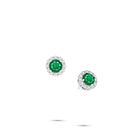 Icon Round Emerald and Diamond Stud Earrings