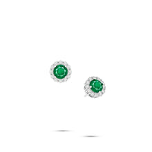 Icon Round Emerald and Diamond Stud Earrings