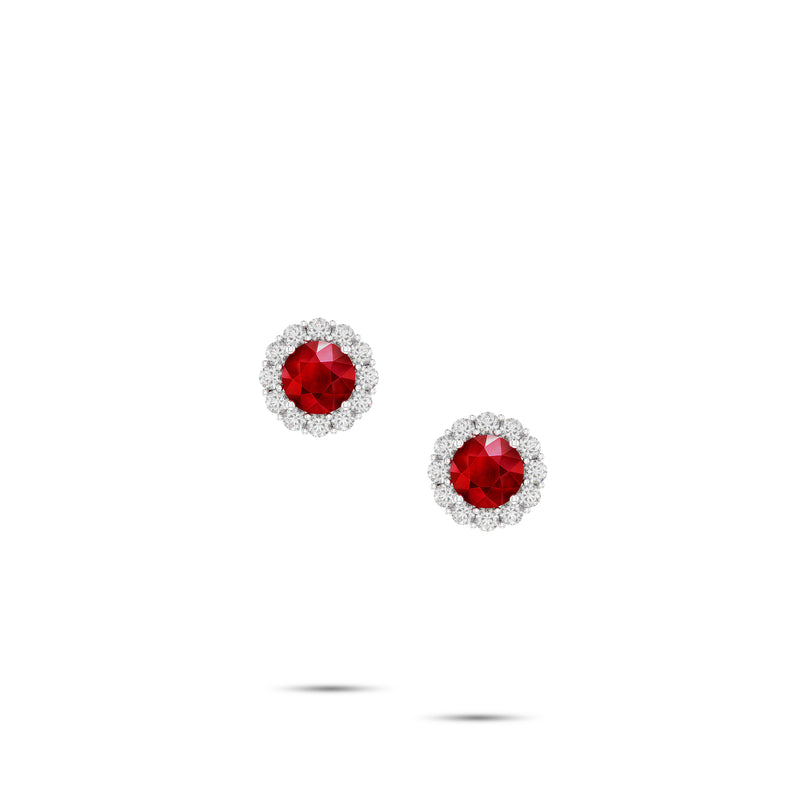 Icon Round Ruby and Diamond Stud Earrings