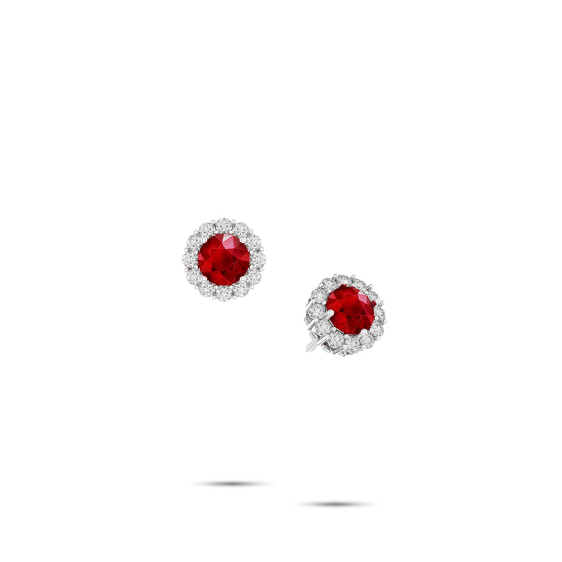 Icon Round Ruby and Diamond Stud Earrings