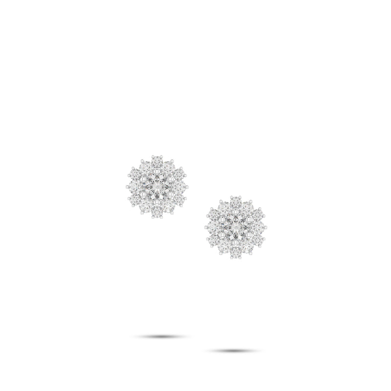 Round Diamond Cluster Stud Earrings
