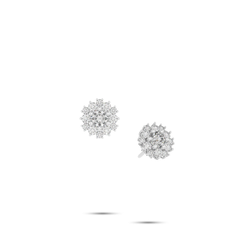 Round Diamond Cluster Stud Earrings