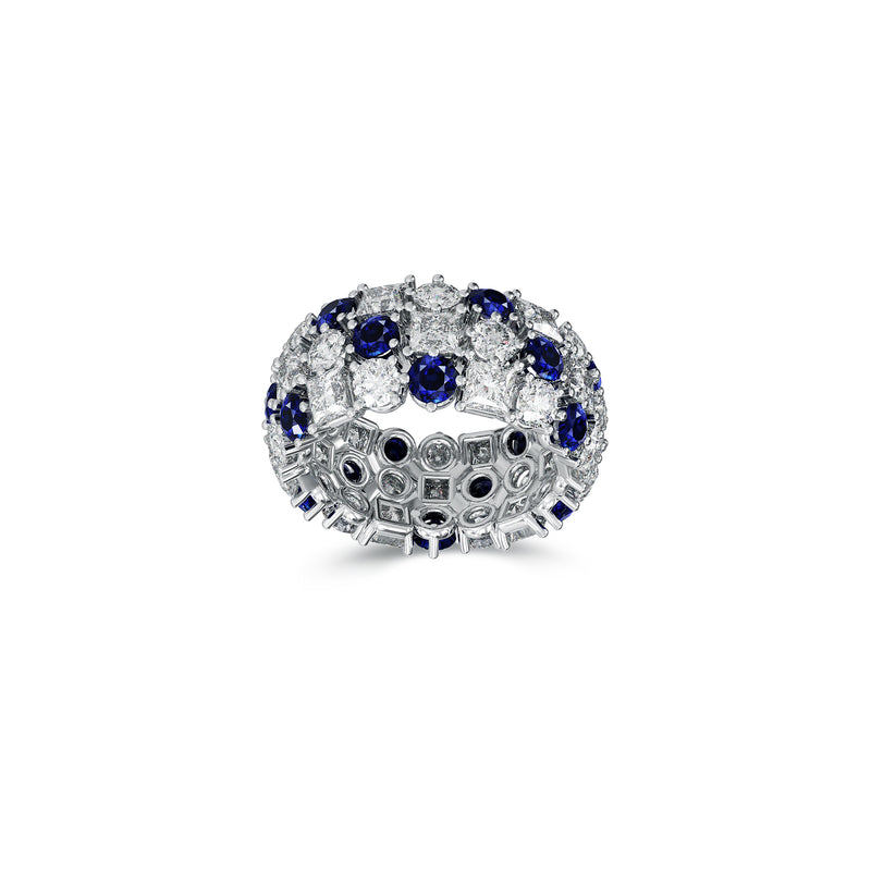Classic Crown Sapphire and White Diamond Ring