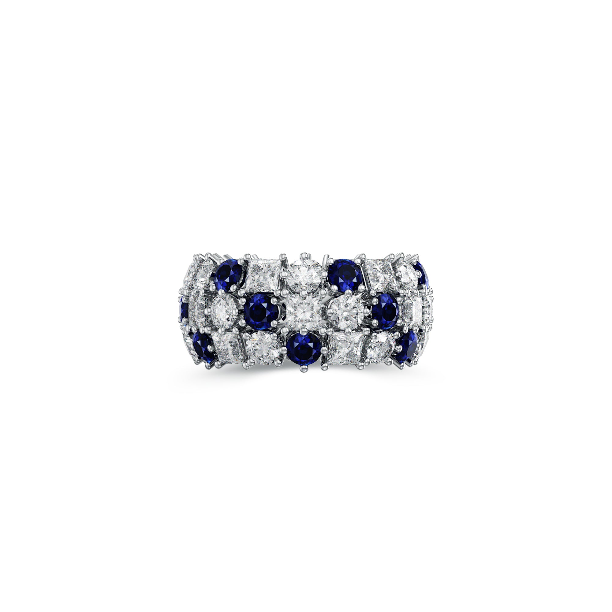 Classic Crown Sapphire and White Diamond Ring