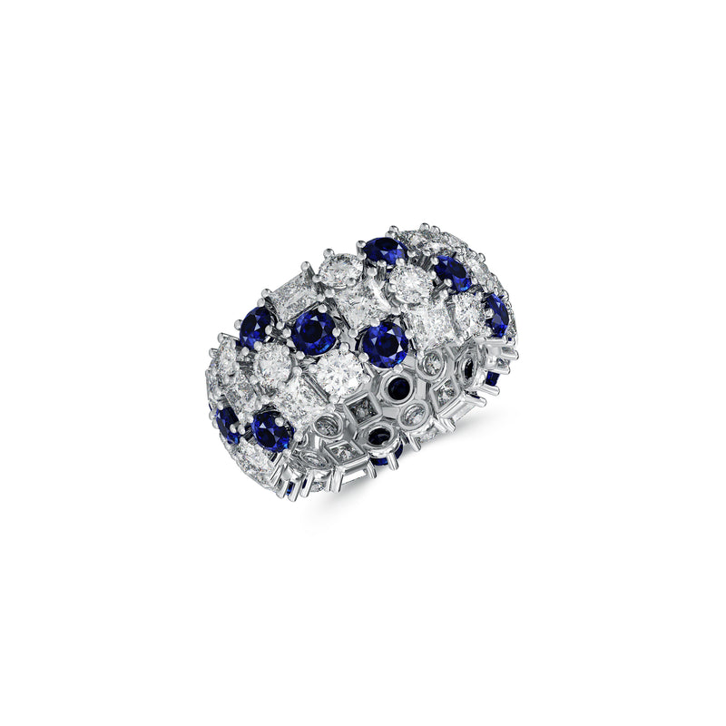 Classic Crown Sapphire and White Diamond Ring