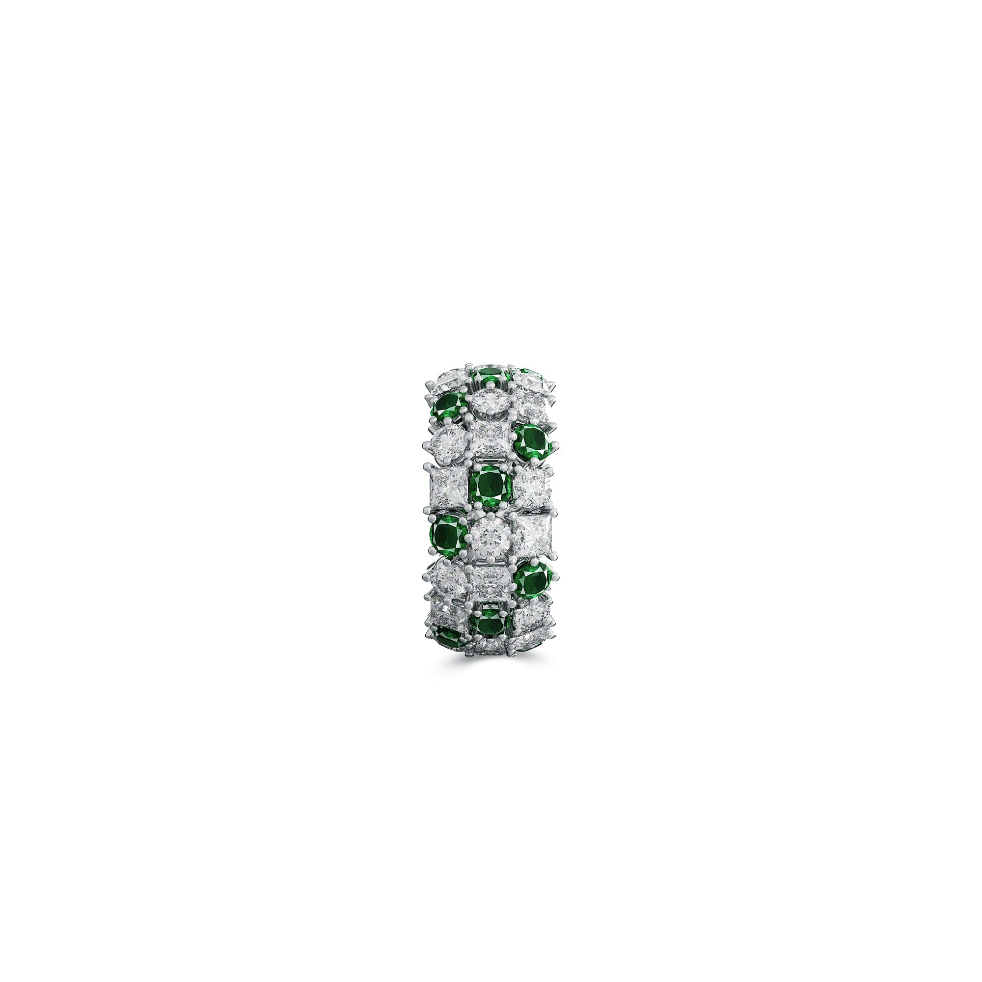 Classic Crown Emerald and White Diamond Ring