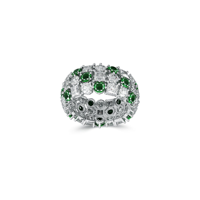 Classic Crown Emerald and White Diamond Ring
