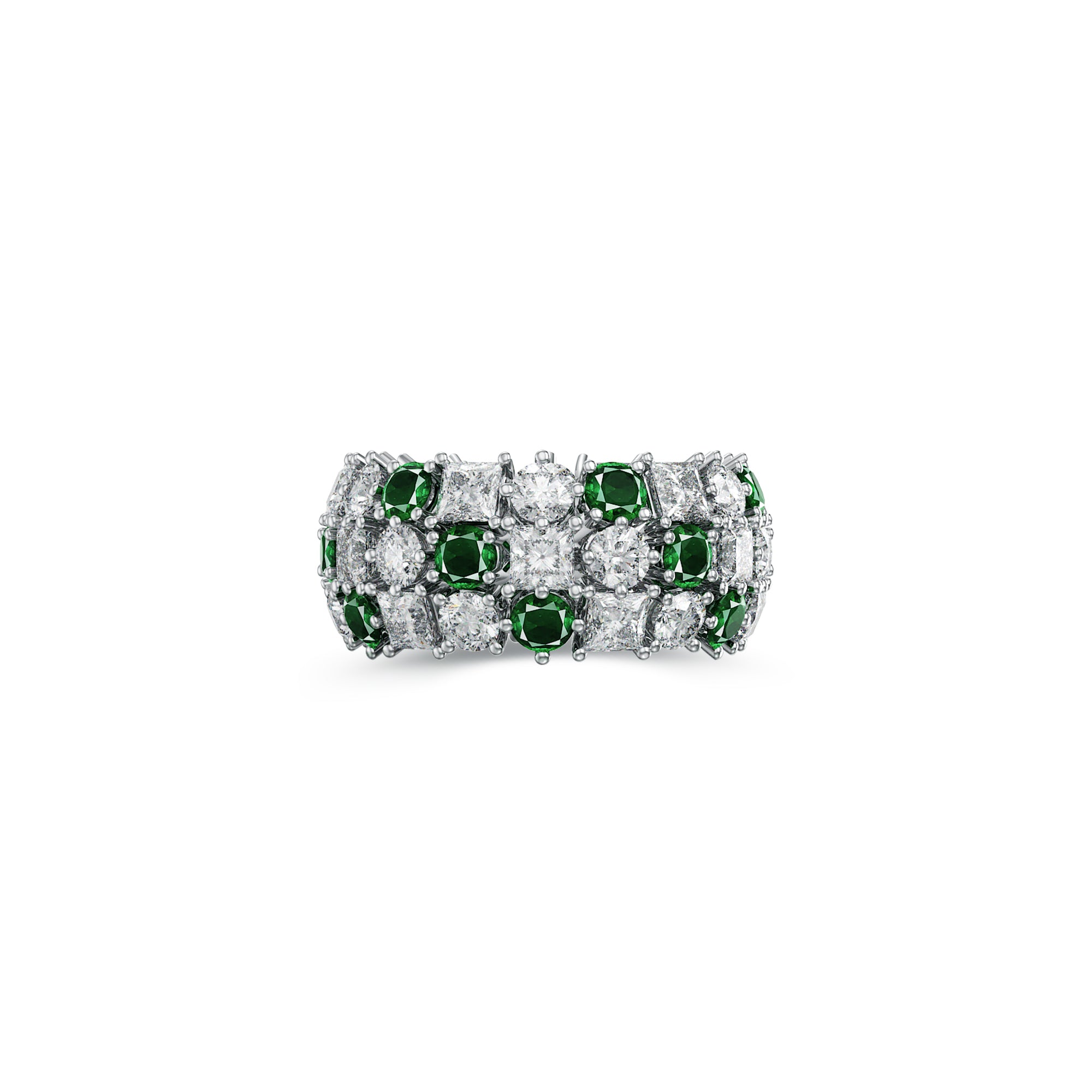 Classic Crown Emerald and White Diamond Ring