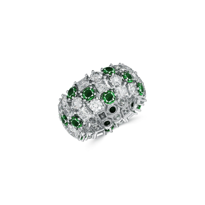 Classic Crown Emerald and White Diamond Ring