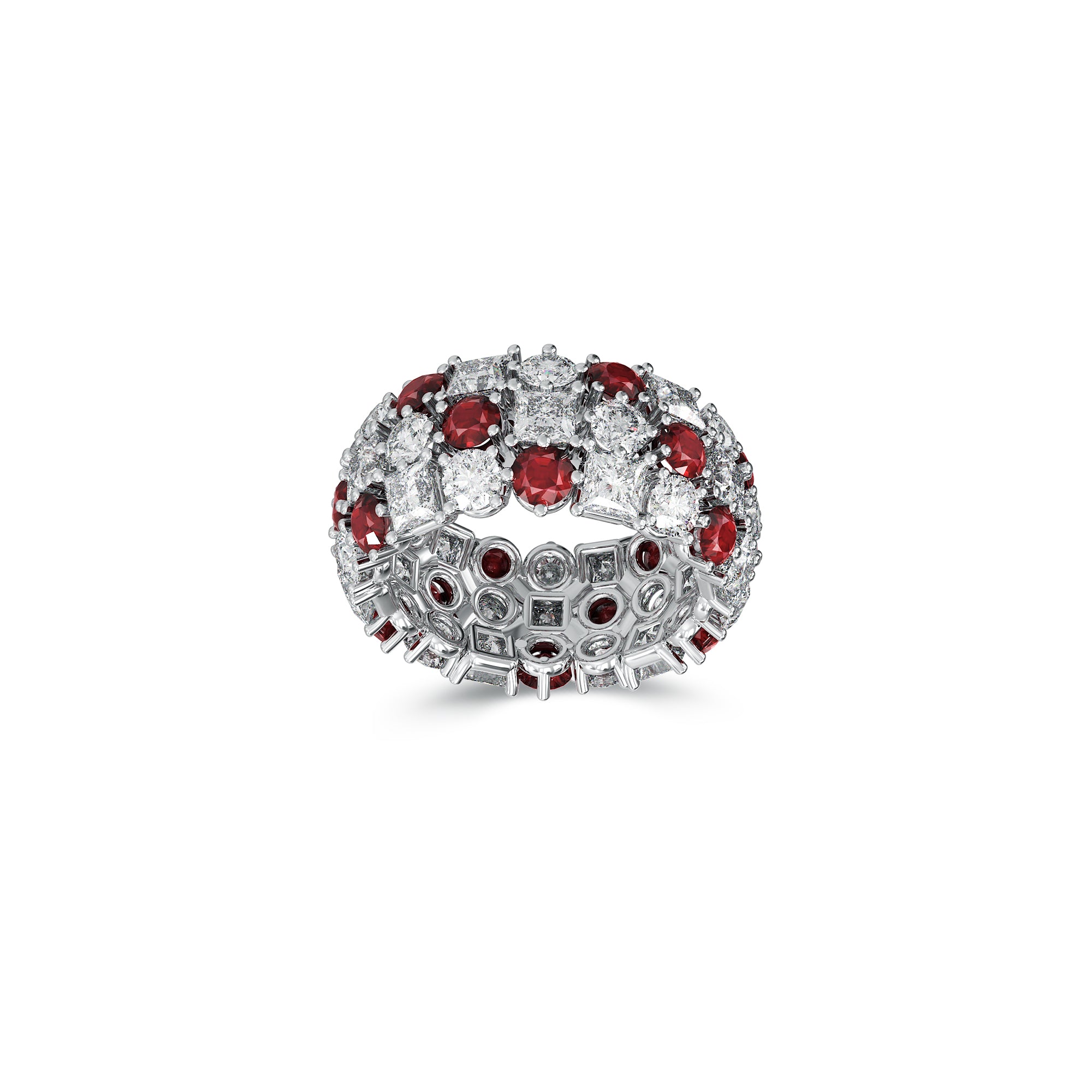 Classic Crown Ruby and White Diamond Ring