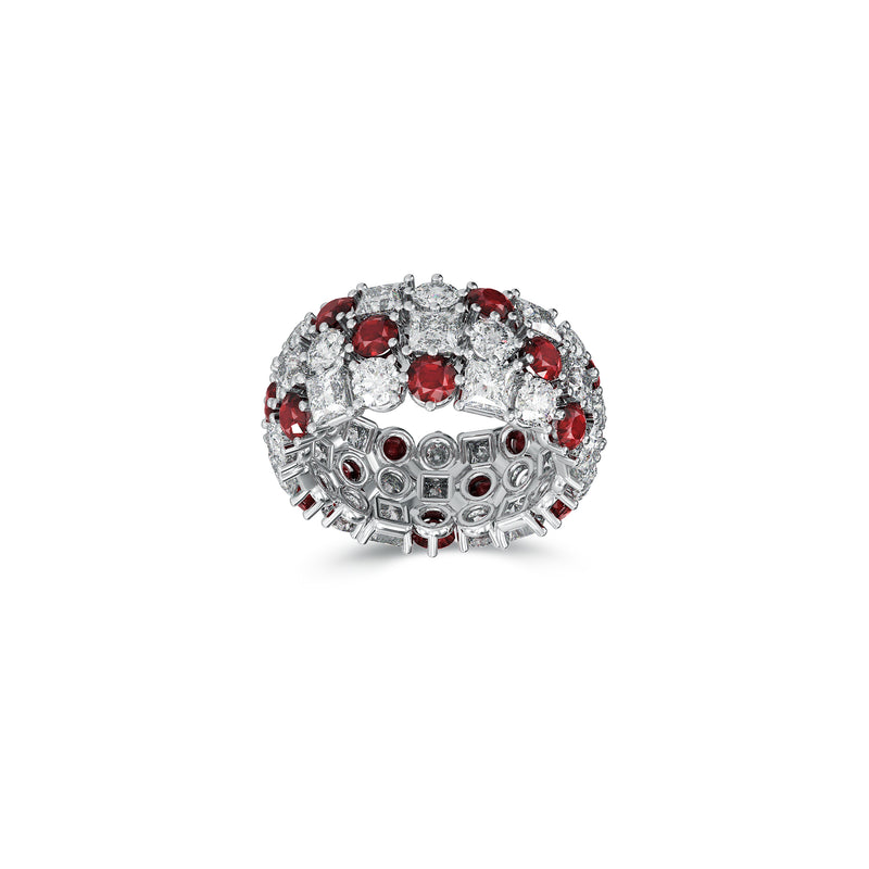 Classic Crown Ruby and White Diamond Ring