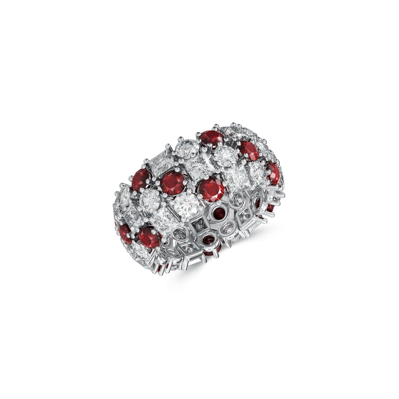 Classic Crown Ruby and White Diamond Ring