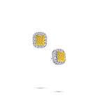 Icon Radiant Cut Yellow and White Diamond  Stud Earrings