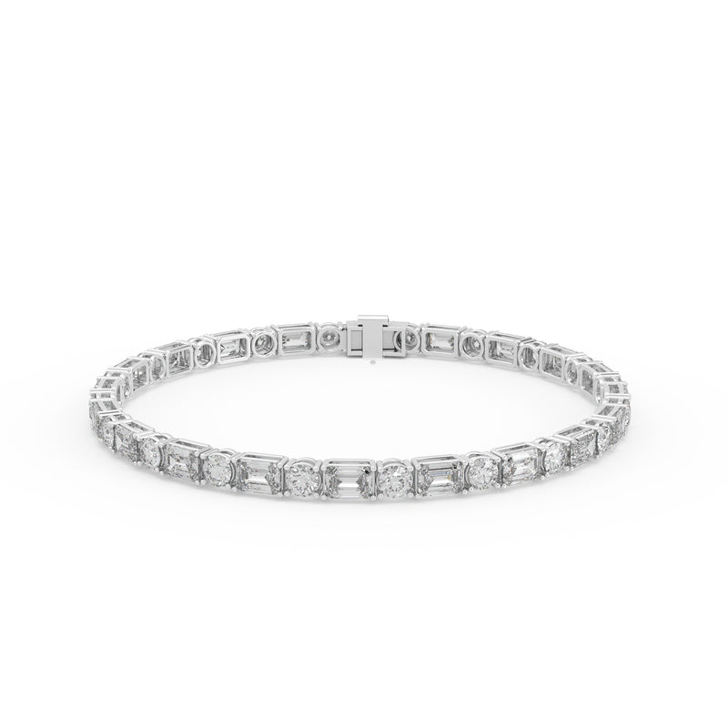 Emerald and Round Cut White Diamond Bracelet