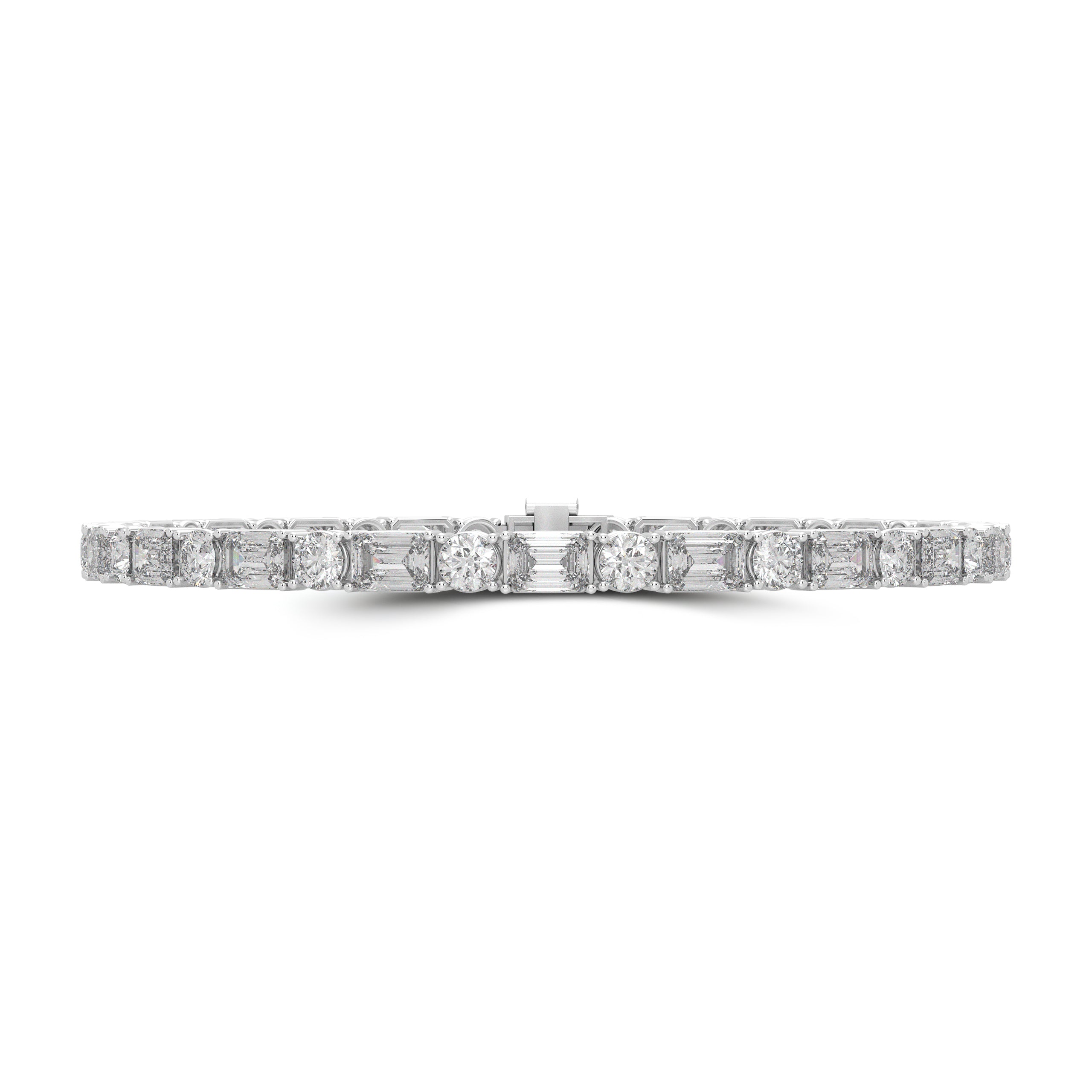 Emerald and Round Cut White Diamond Bracelet