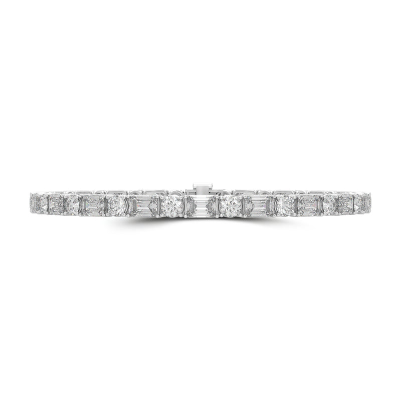 Emerald and Round Cut White Diamond Bracelet