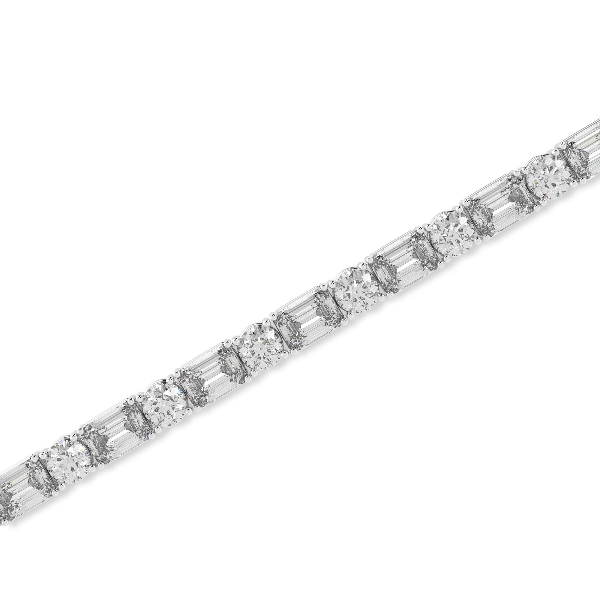 Emerald and Round Cut White Diamond Bracelet