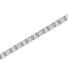 Emerald and Round Cut White Diamond Bracelet