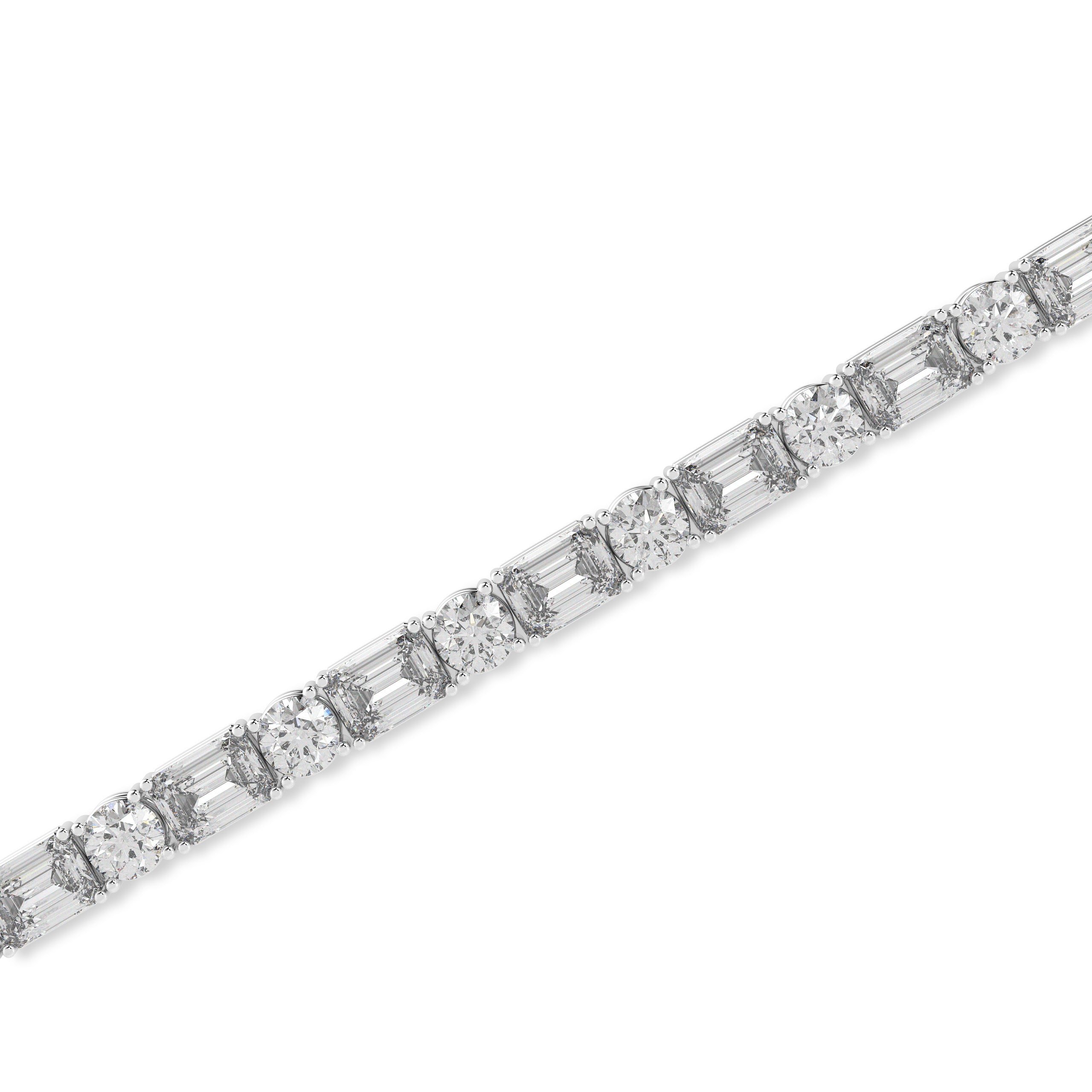 Emerald and Round Cut White Diamond Bracelet