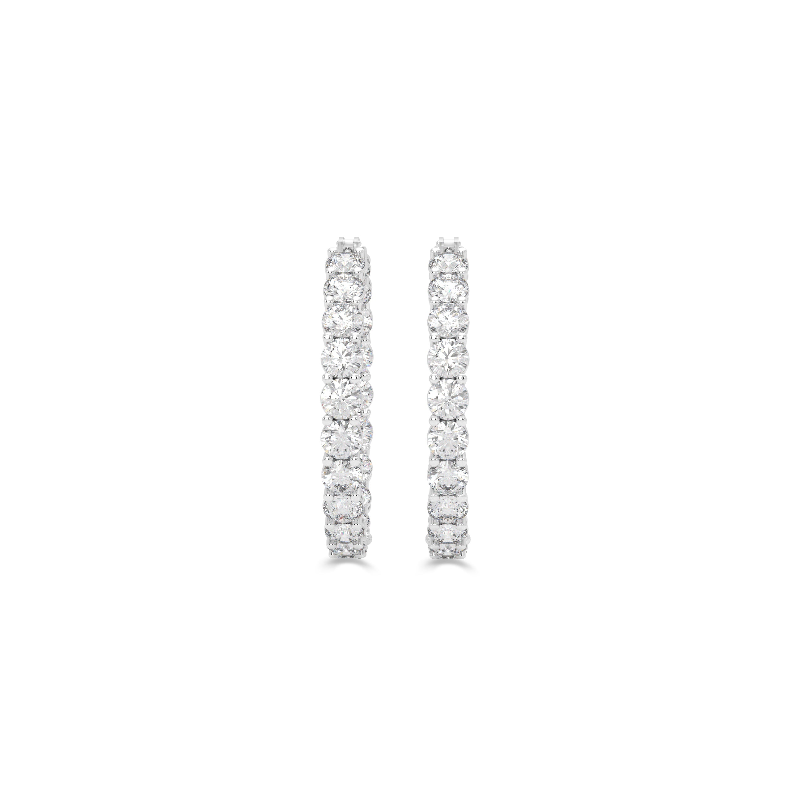 Round Diamond Hoop Earrings