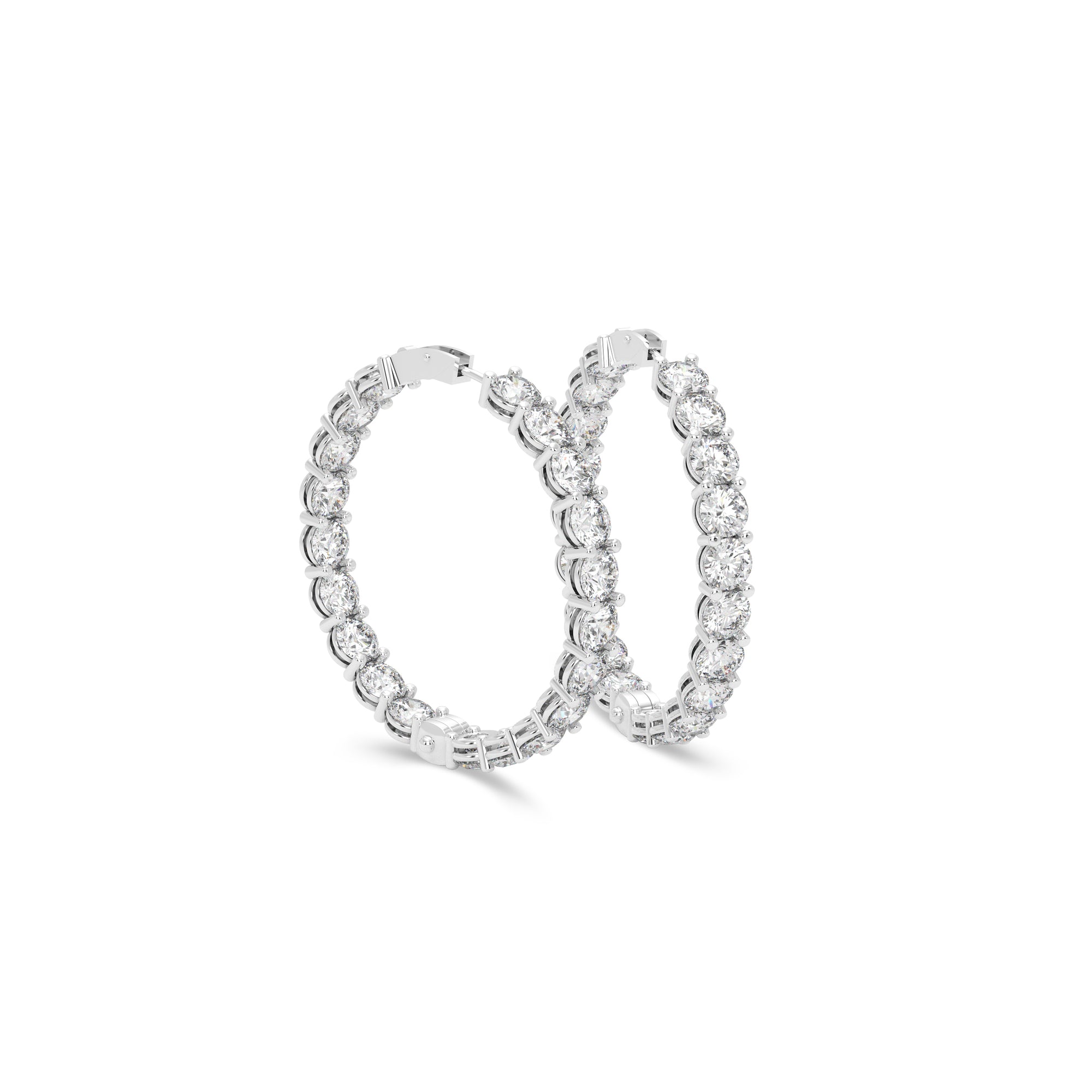 Round Diamond Hoop Earrings