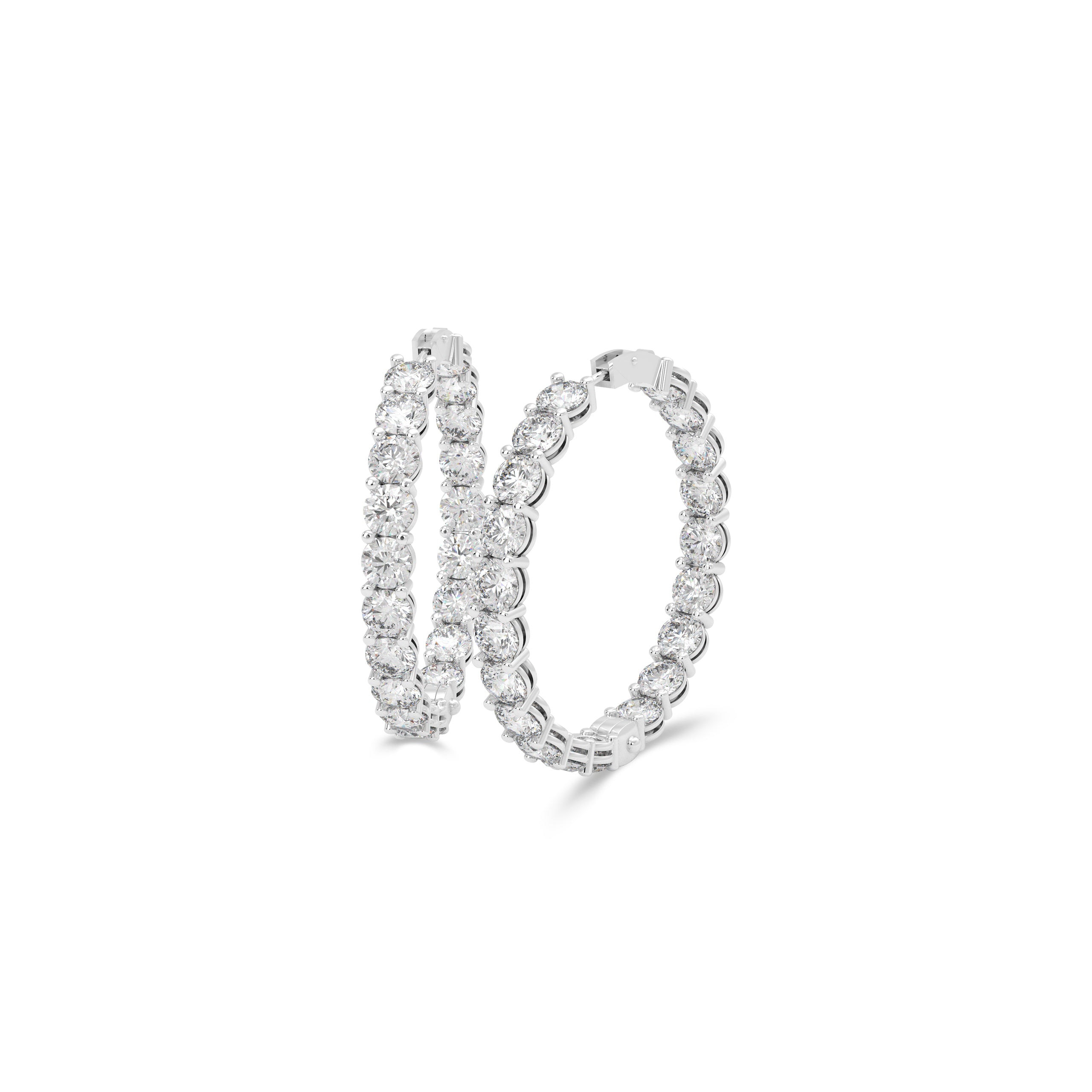 Round Diamond Hoop Earrings