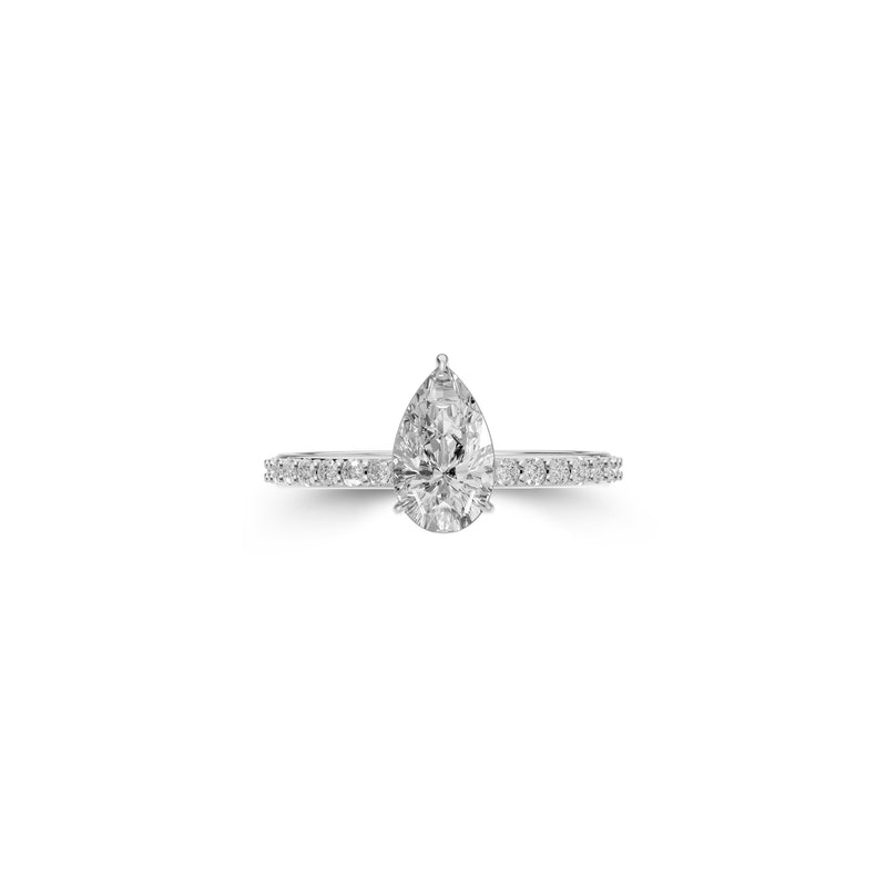 Bague de fiançailles en diamant en forme de poire avec flamme