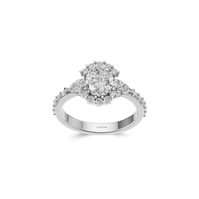 Bague de fiançailles Icon avec diamant ovale et taille poire sur deux côtés